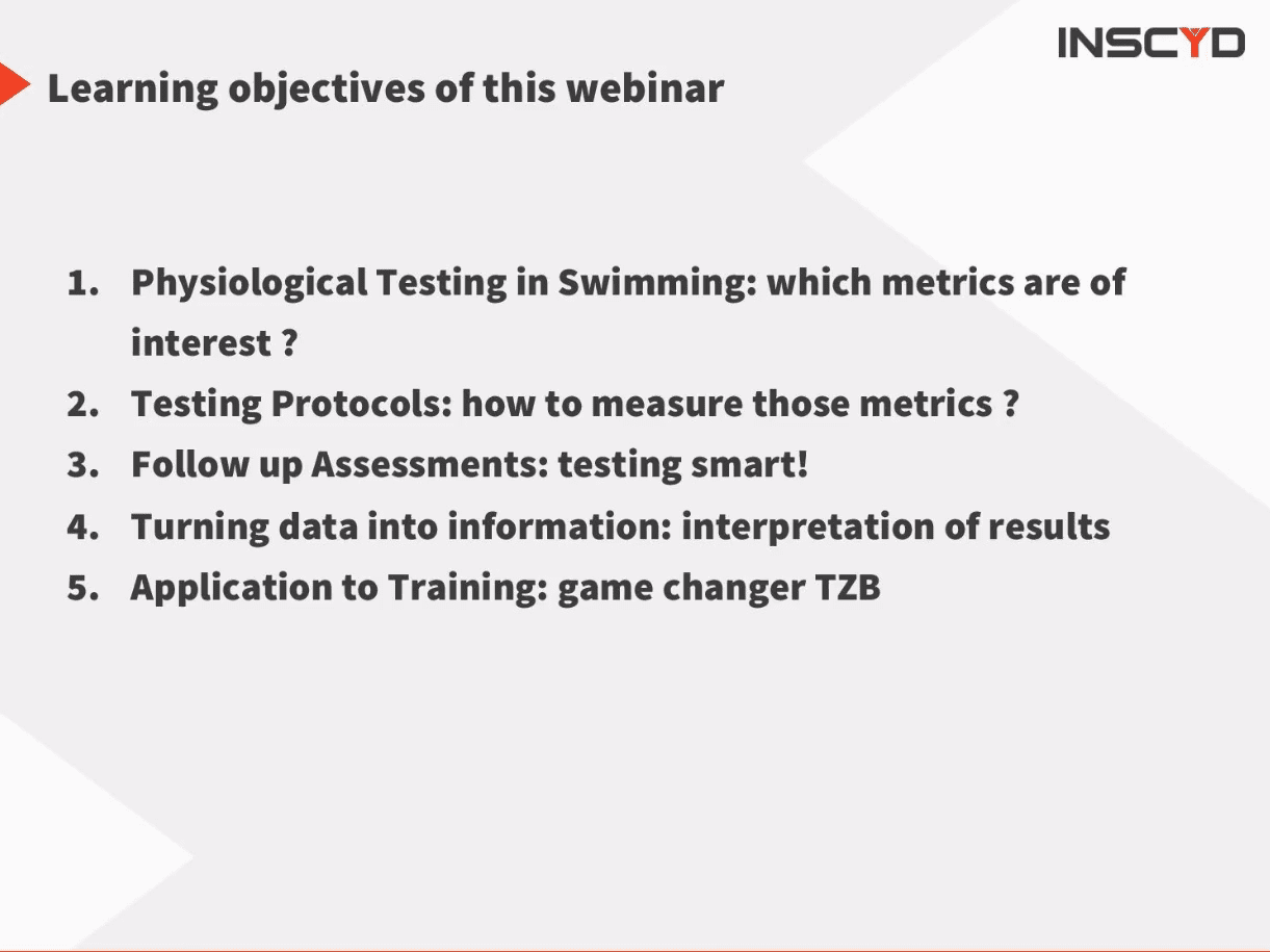 Preview webinar Swimming performance: test protocols & most valued results